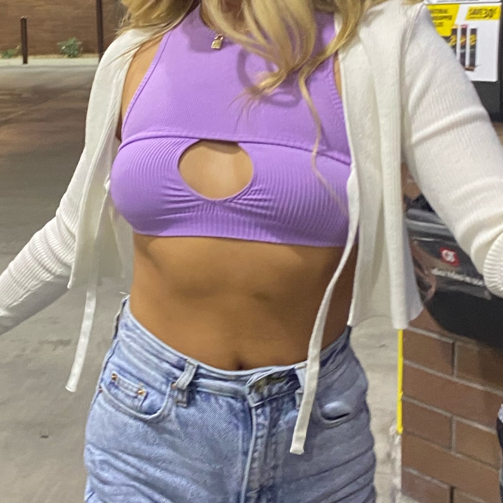 Purple cutout crop top